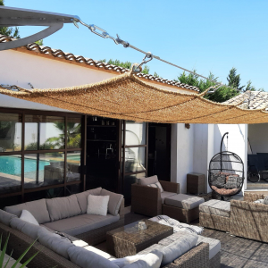 Voile d’ombrage à suspendre en quadrillage – Modèle C